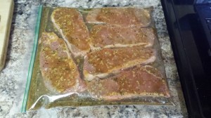 new york strips and easy steak marinade in bag